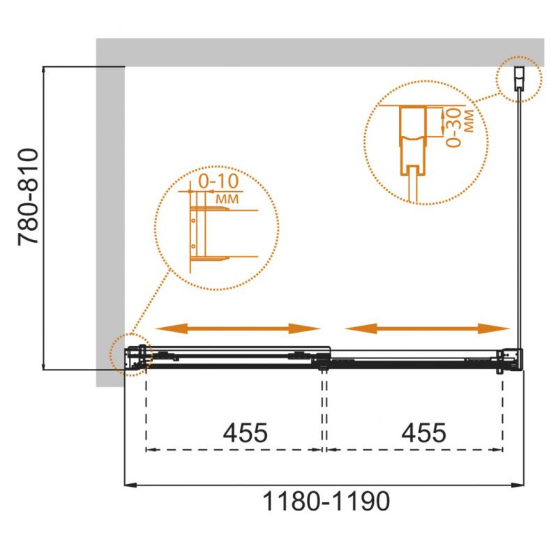 Душевой уголок 120x80х190см Cezares TANDEM-SOFT-AH-2-120/80-C-Cr-IV