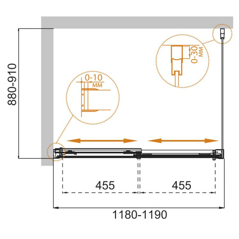 Душевой уголок 120x90х190см Cezares TANDEM-SOFT-AH-2-120/90-C-Cr-IV