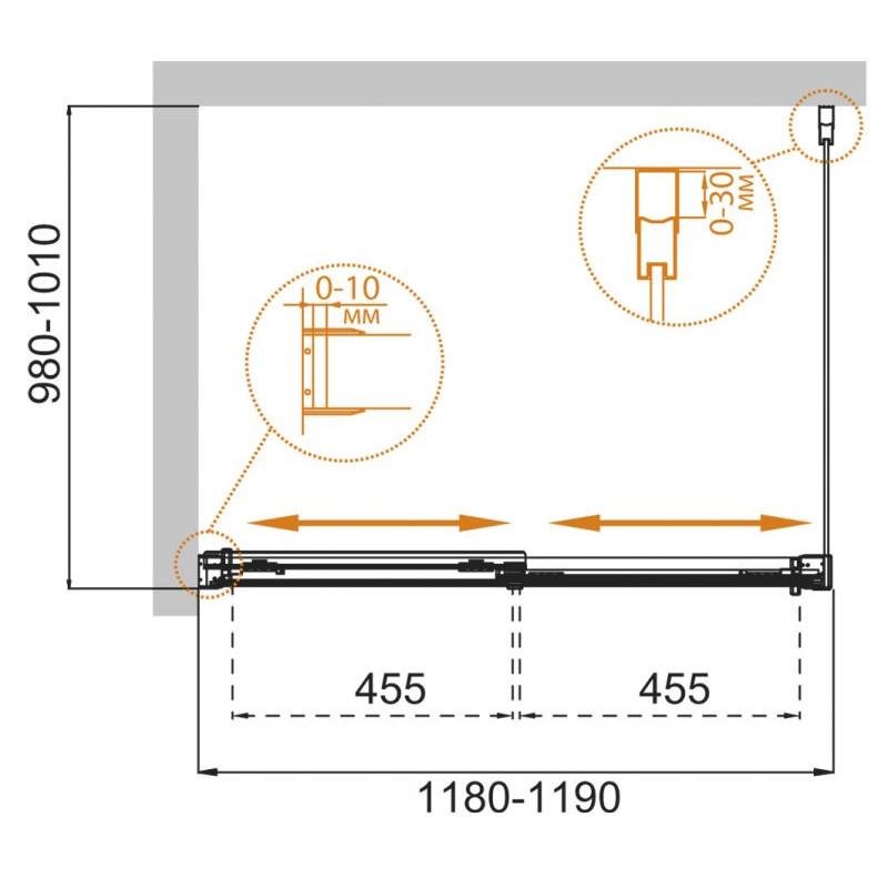 Душевой уголок 120x100х190см Cezares TANDEM-SOFT-AH-2-120/100-C-Cr-IV