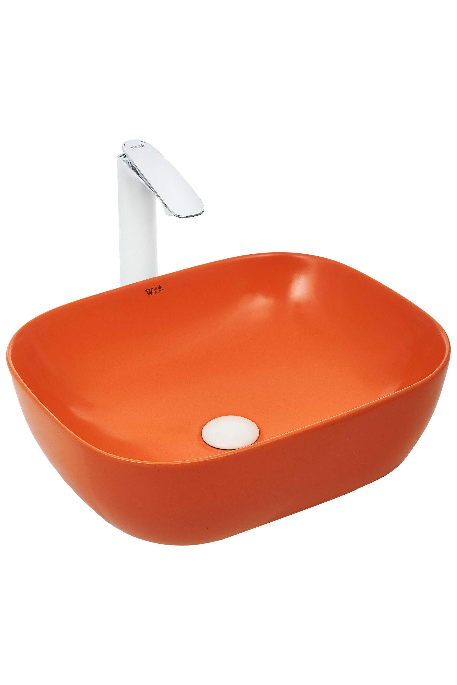 Накладная раковина оранжевая 49х39,5х15см Welt Wasser WW SK ELBACH 2143 MO