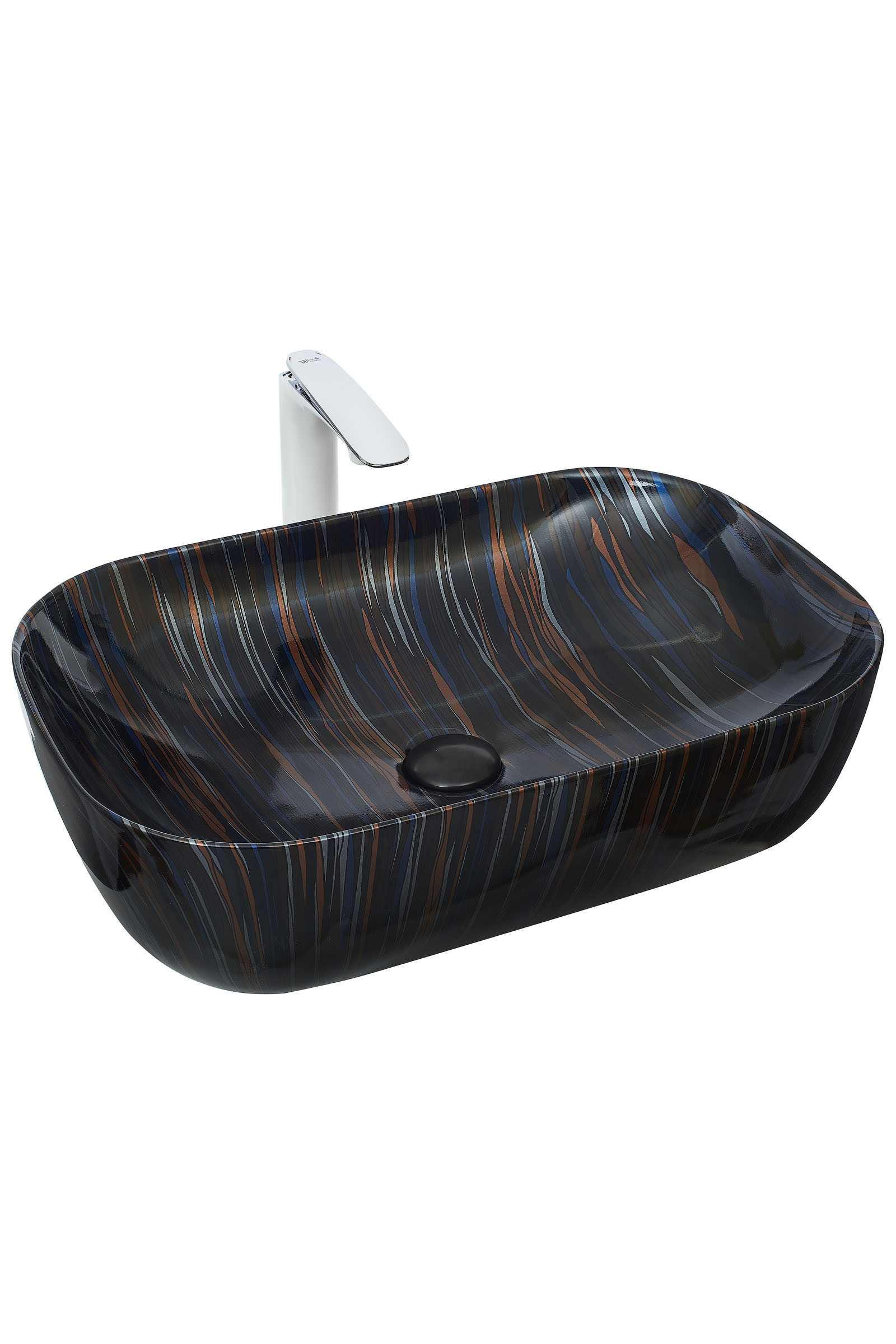 Накладная раковина черный мрамор 61х40х14,5см Welt Wasser WW SK ELBACH 2143P K501