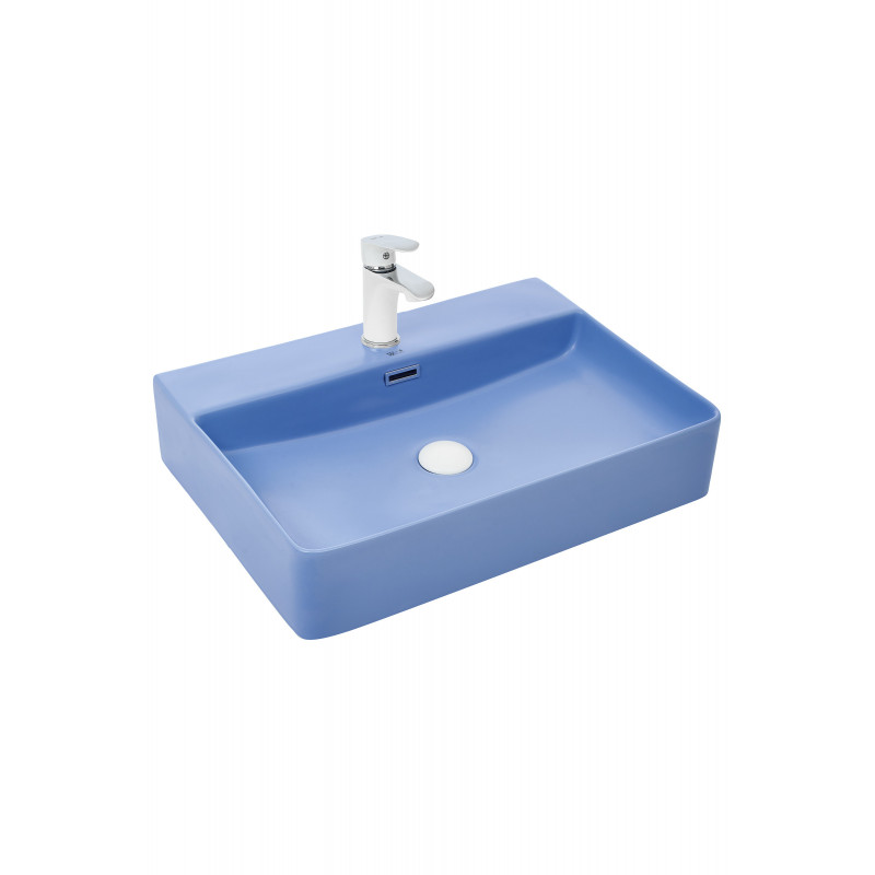 Накладная раковина голубая 60х42х12см Welt Wasser WW SK ELBACH 2173 MBL