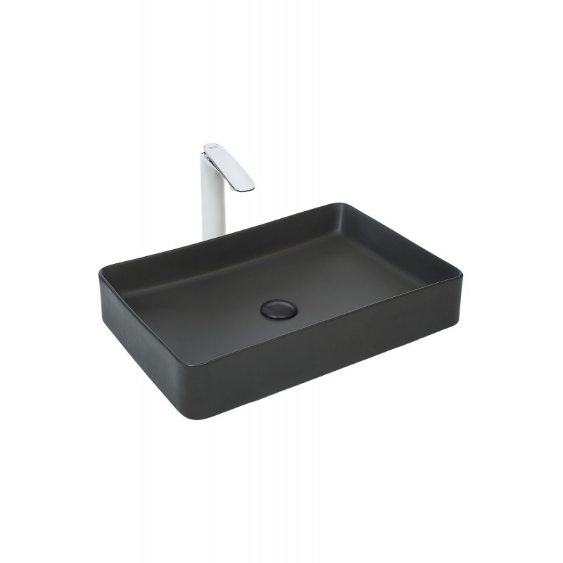 Накладная раковина чёрная матовая 60х40,5х11см Welt Wasser WW SK ELBACH 2174 MB