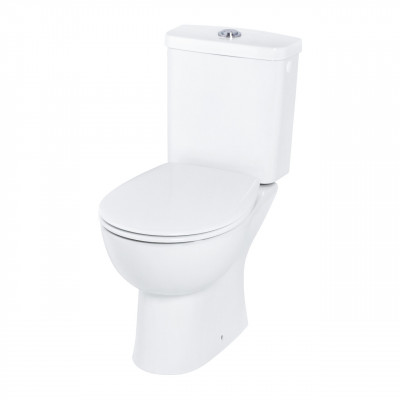 Унитаз-компакт GROHE Bau Ceramic с бачком и сиденьем, альпин-белый, горизонтальный выпуск, 39496000