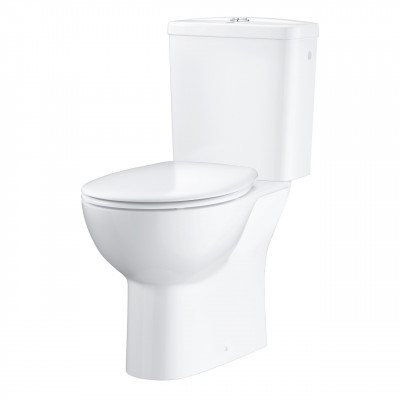 Унитаз-компакт GROHE Bau Ceramic с бачком и сиденьем, альпин-белый, горизонтальный выпуск, 39496000