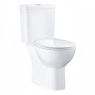 Унитаз-компакт GROHE Bau Ceramic с бачком и сиденьем, альпин-белый, горизонтальный выпуск, 39496000