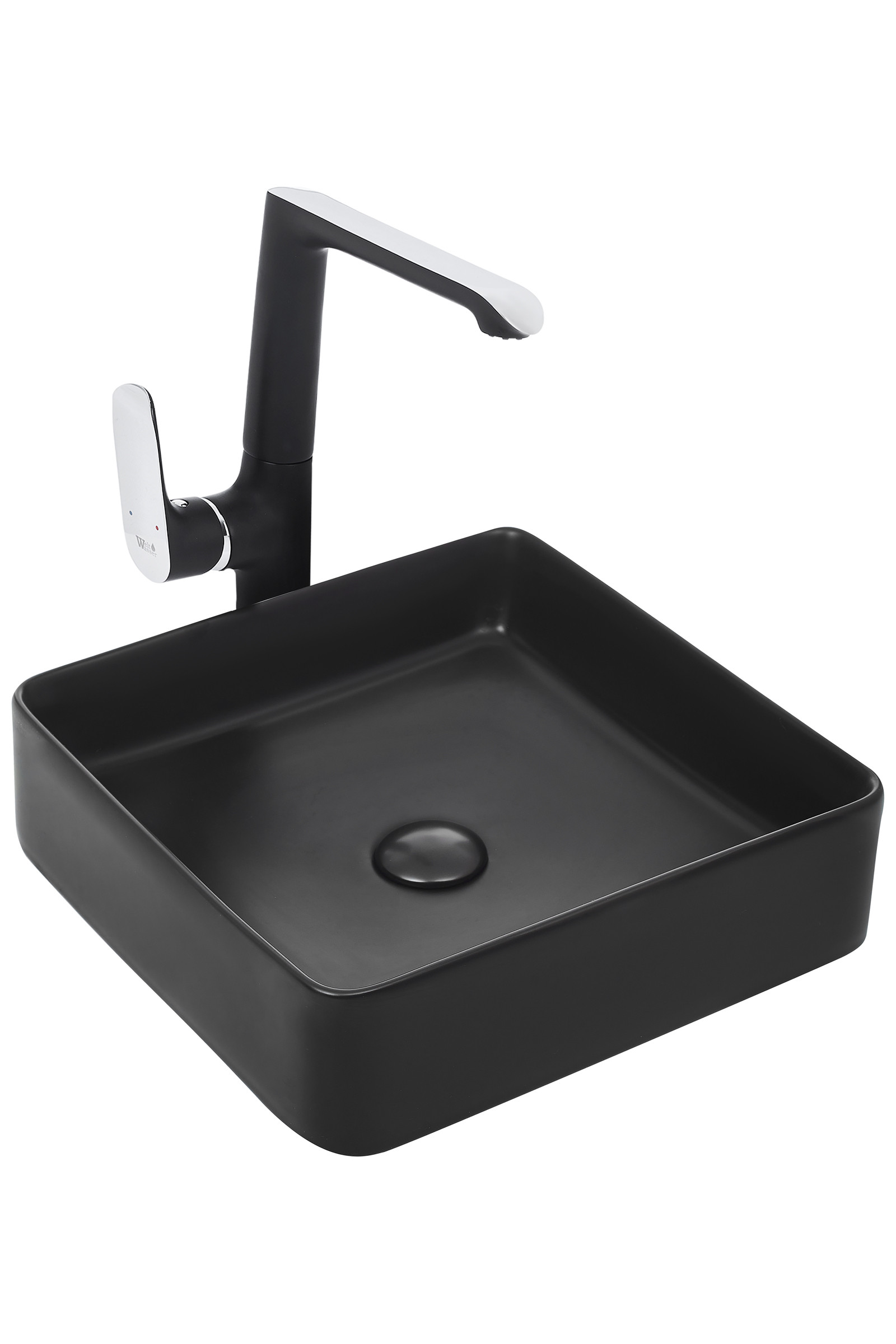 Накладная раковина черная матовая 40х40х11см Welt Wasser WW SK ELBACH 2179 MB