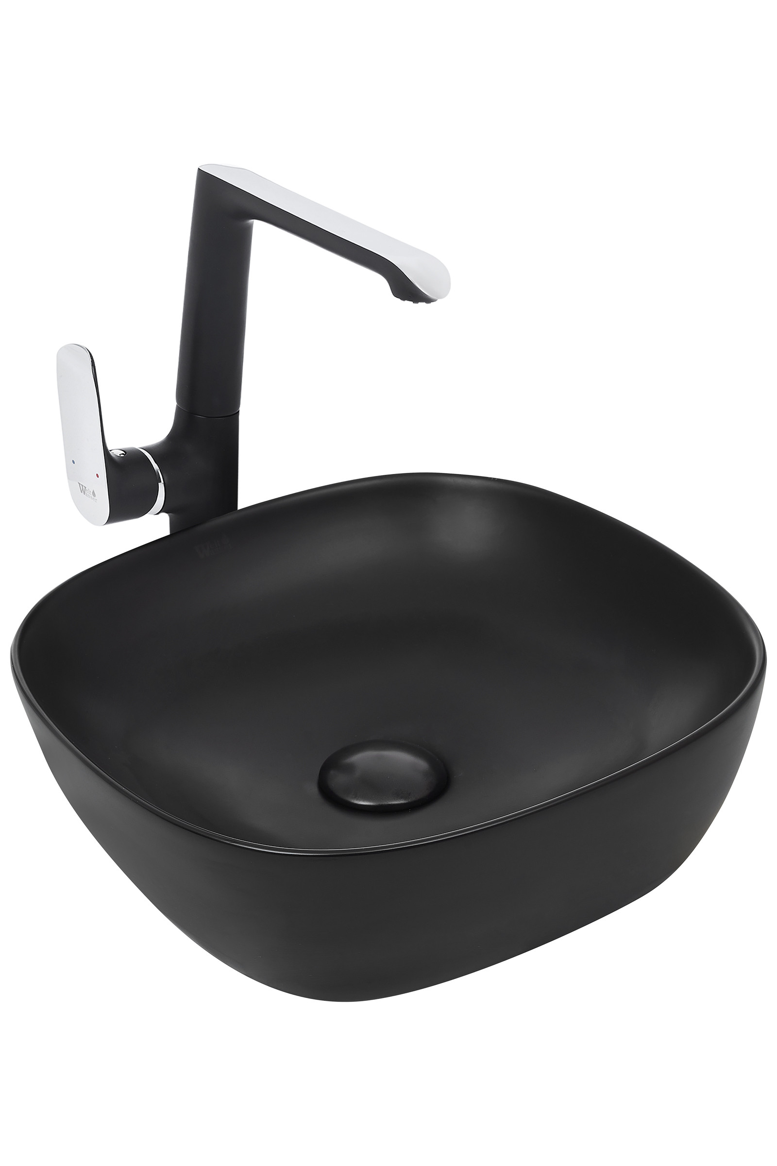 Накладная раковина черная матовая 37х37х11.5см Welt Wasser WW SK ELBACH 2184 MB