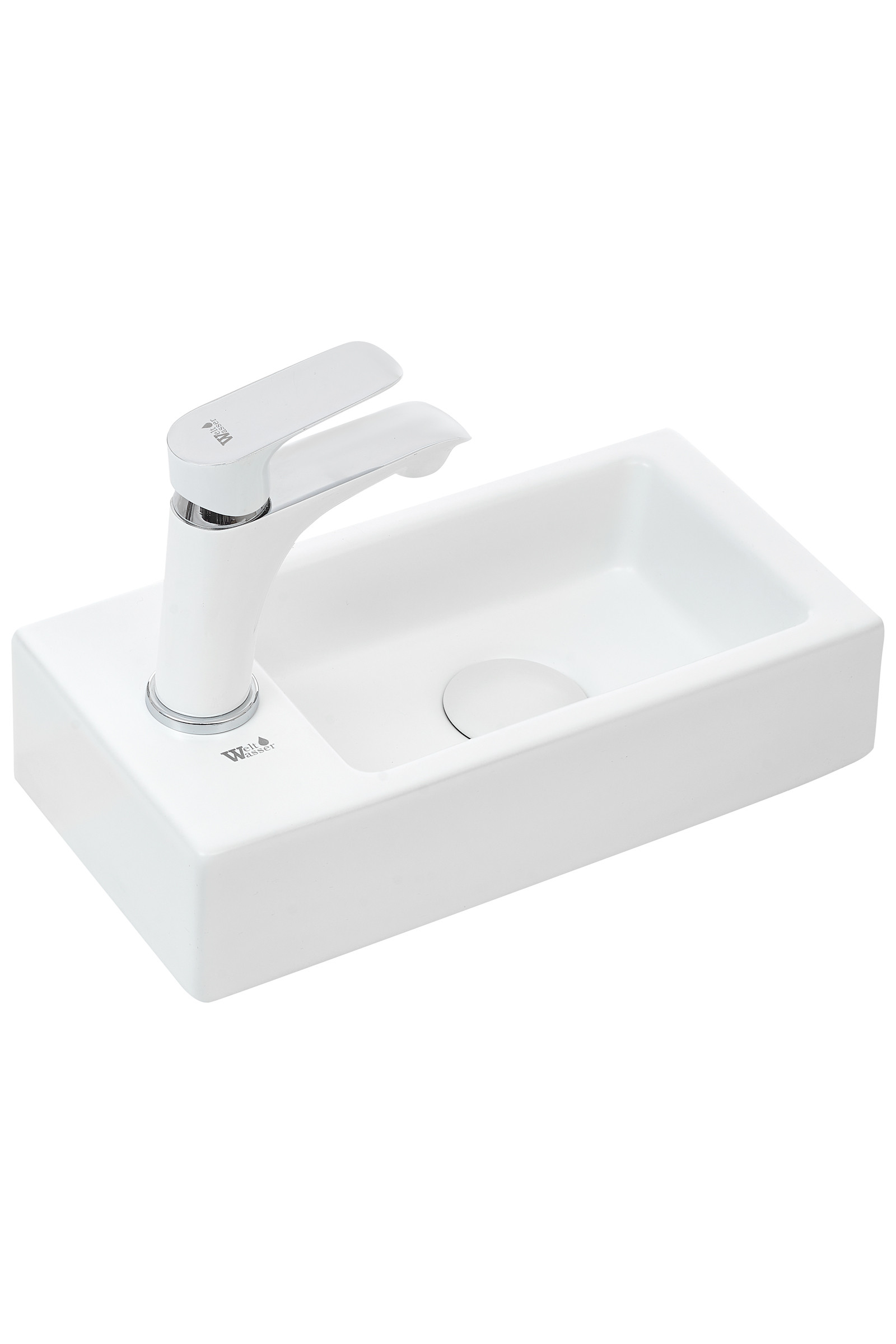 Накладная раковина левая 37х18,5х9см Welt Wasser WW SK AISBACH 5092 MW L