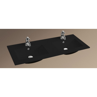 Врезная раковина чёрная две чаши 120,5х47х18см Welt Wasser WW SK DEILBACH 7506-1202 MT-BL