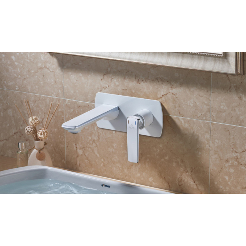 Встраиваемый смеситель для раковины белый/хром Rose R1341F