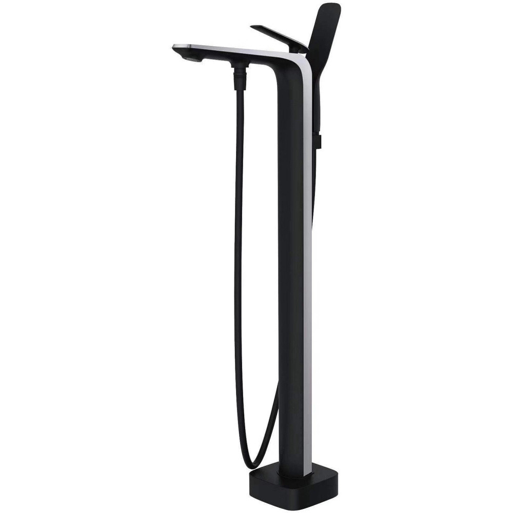 Напольный смеситель для ванны чёрный/хром Rose R1322H