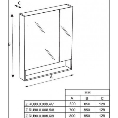 Зеркальный шкаф Roca The Gap 70 белый глянец ZRU9302886