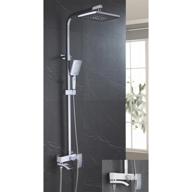 Душевая стойка со смесителем белый/хром Rose R1556F