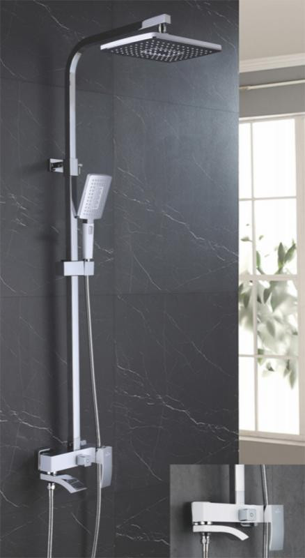 Душевая стойка со смесителем белый/хром Rose R1556F