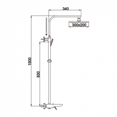 Душевая стойка со смесителем хром Rose R1636F