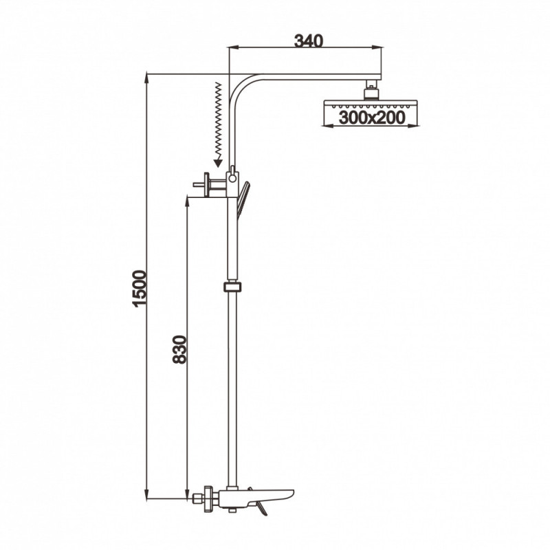 Душевая стойка со смесителем хром Rose R1636F