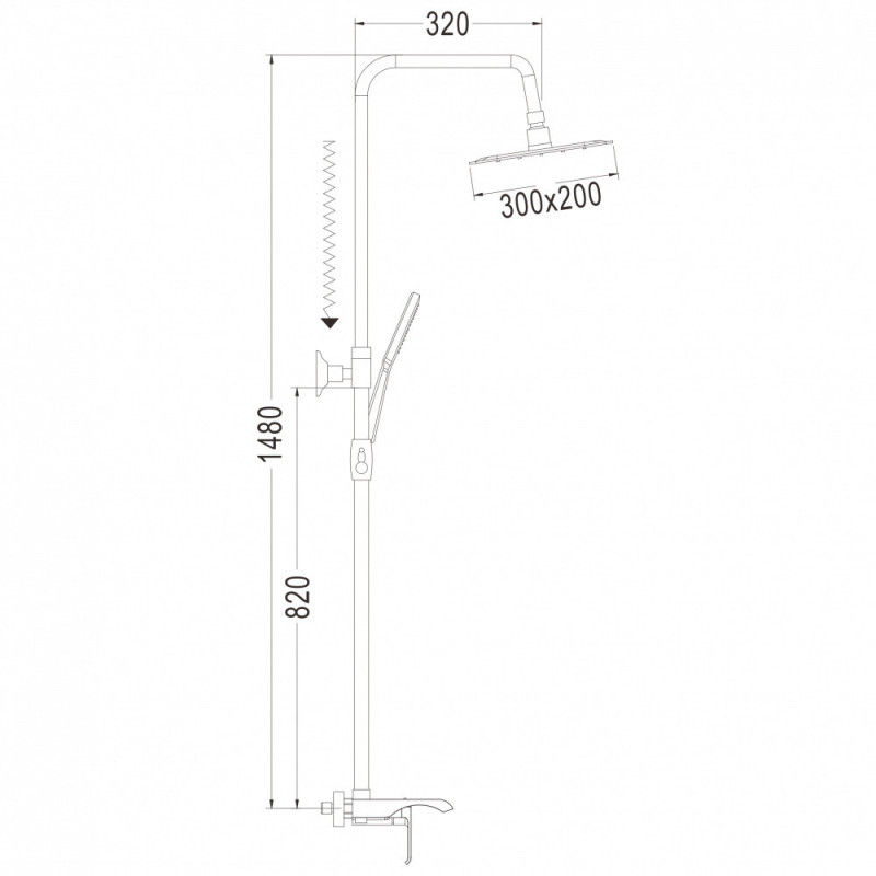 Душевая стойка со смесителем хром Rose R1736