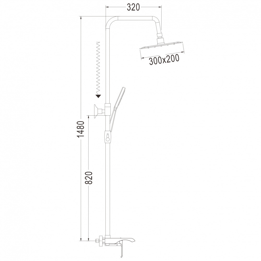 Душевая стойка со смесителем хром Rose R1736