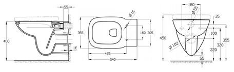 Чаша Roca Debba подвесная rimless 34699L00Y