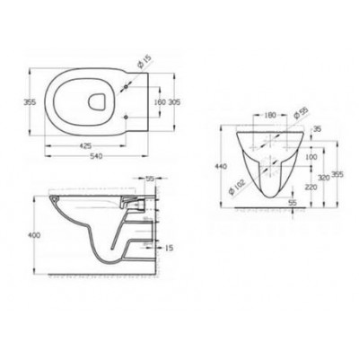 Чаша Roca Debba Round подвесная rimless 346998000