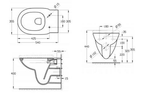 Чаша Roca Debba Round подвесная rimless 346998000