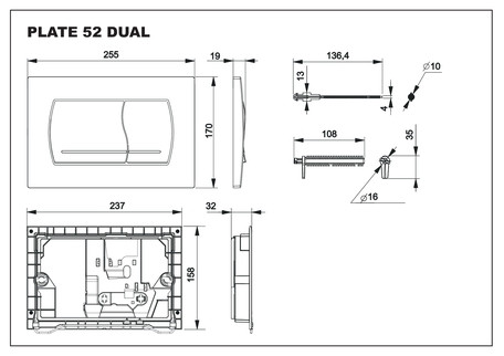 Клавиша для инсталляции Roca Pl52 хром глянец 8901150B1