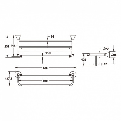Металлическая полка хром Rose RG1208