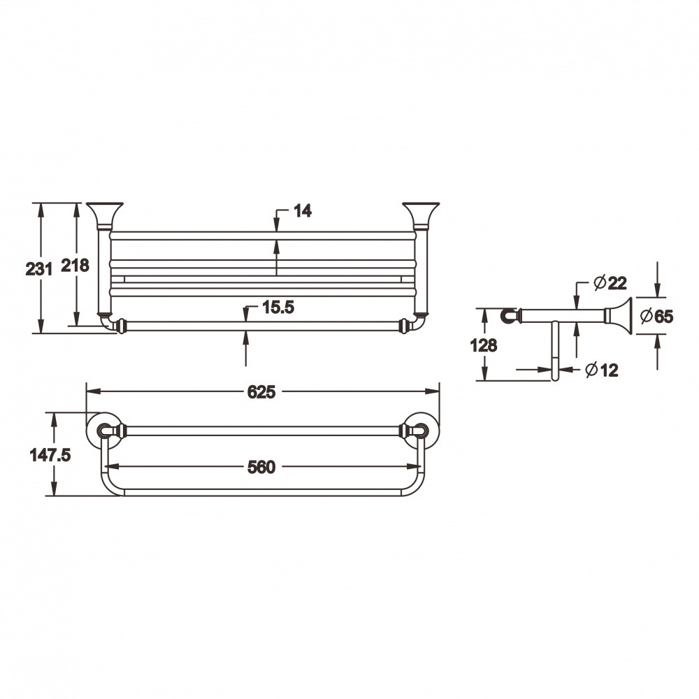 Металлическая полка хром Rose RG1208