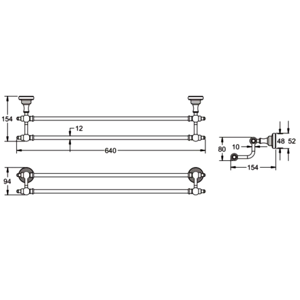 Держатель полотенец двойной хром Rose RG1127