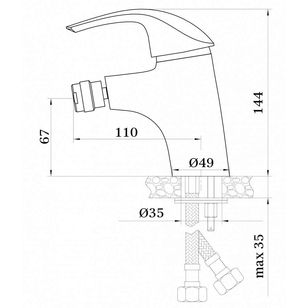 Смеситель для биде хром Ganzer Engelbart GZ 03051