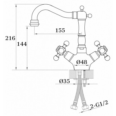 Смеситель для раковины золото Ganzer Konstantin GZ 09012E