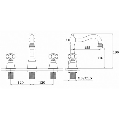 Смеситель для раковины бронза Ganzer Konstantin GZ 09015D
