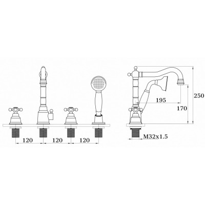 Смеситель для ванны хром Ganzer Konstantin GZ 09033