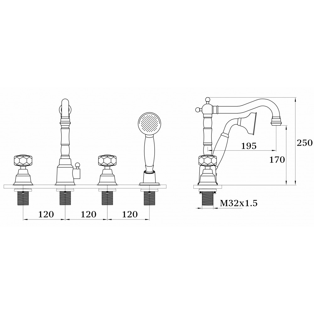 Смеситель для ванны хром Ganzer Konstantin GZ 09034