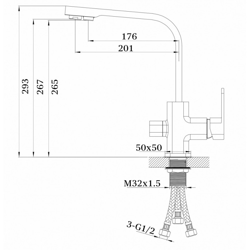 Смеситель для кухни чёрный Ganzer Stefan GZ 12025C