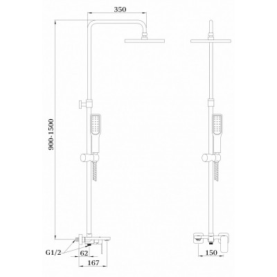 Душевая стойка со смесителем белая Ganzer Stefan GZ 12062F