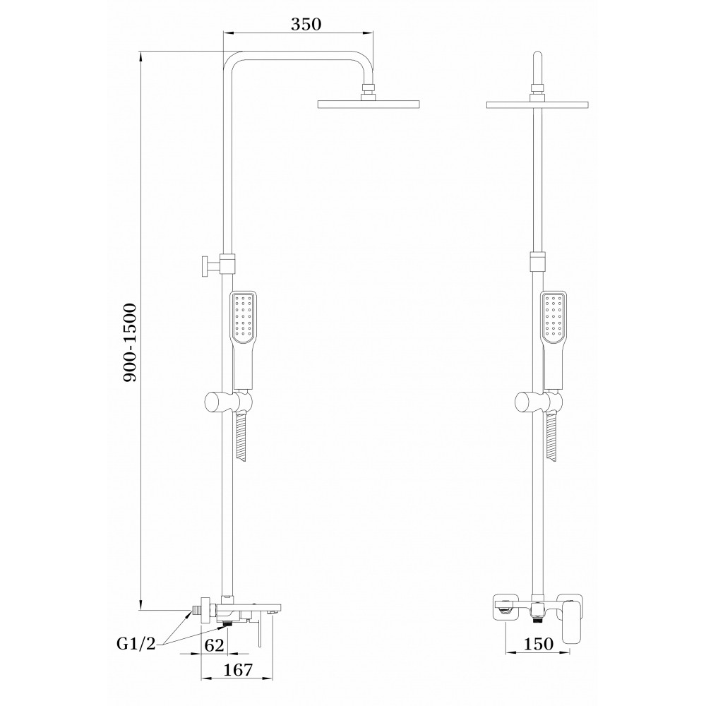 Душевая стойка со смесителем белая Ganzer Stefan GZ 12062F