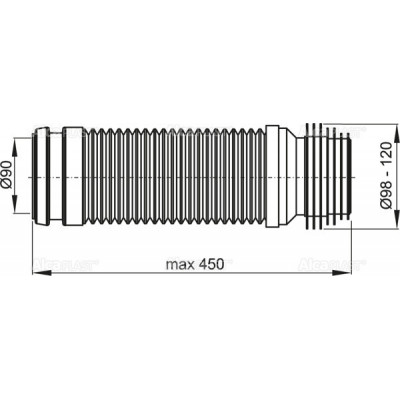 Гибкая подводка Alca Plast M9006 для выпуска унитаза dn90/110 (подходит ко всем скрытым системам инсталляции)