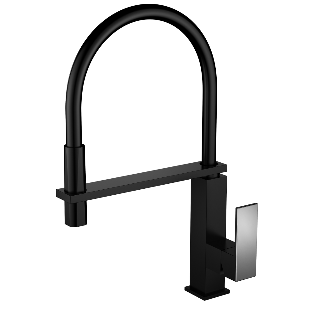 Смеситель для кухни с гибким изливом чёрный Ganzer Rein GZ 16037C