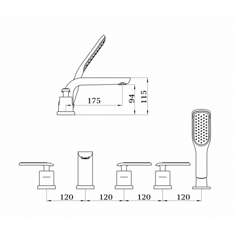 Смеситель на борт ванны белый Ganzer Haiger GZ 52031F