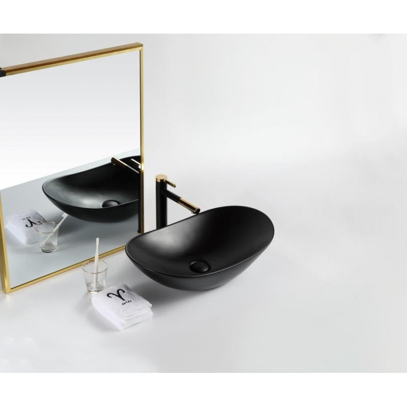Накладная раковина черная 60.5х36х15.5см Belbagno BB1404-H301