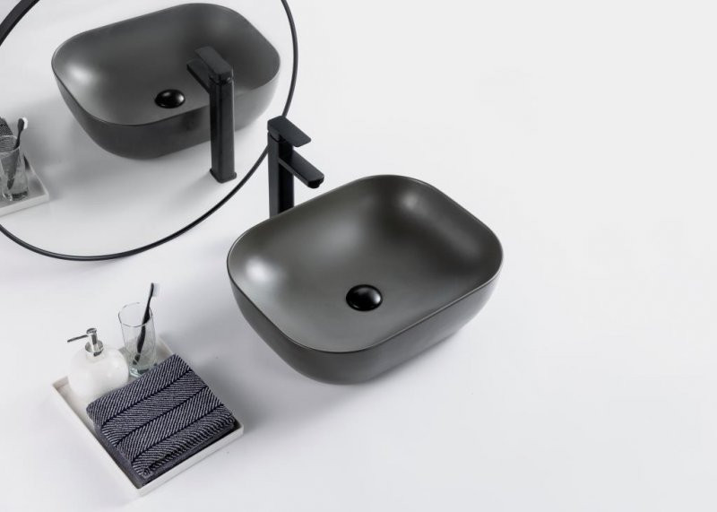 Накладная раковина серая 50х40х14см Belbagno BB1302-H311