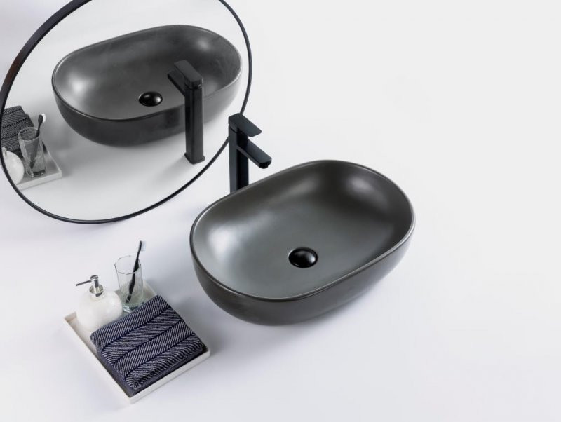 Накладная раковина серая 60х42х14см Belbagno BB1084-H311