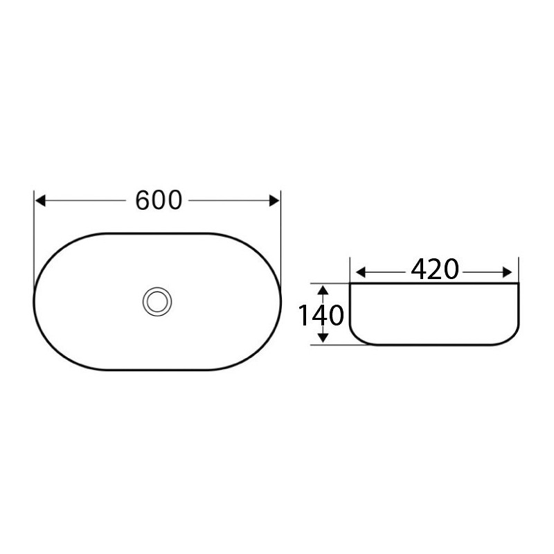 Накладная раковина серая 60х42х14см Belbagno BB1084-H311