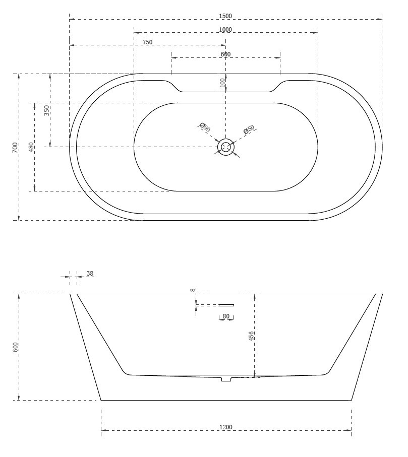 Акриловая отдельностоящая ванна ABBER AB9299-1.5