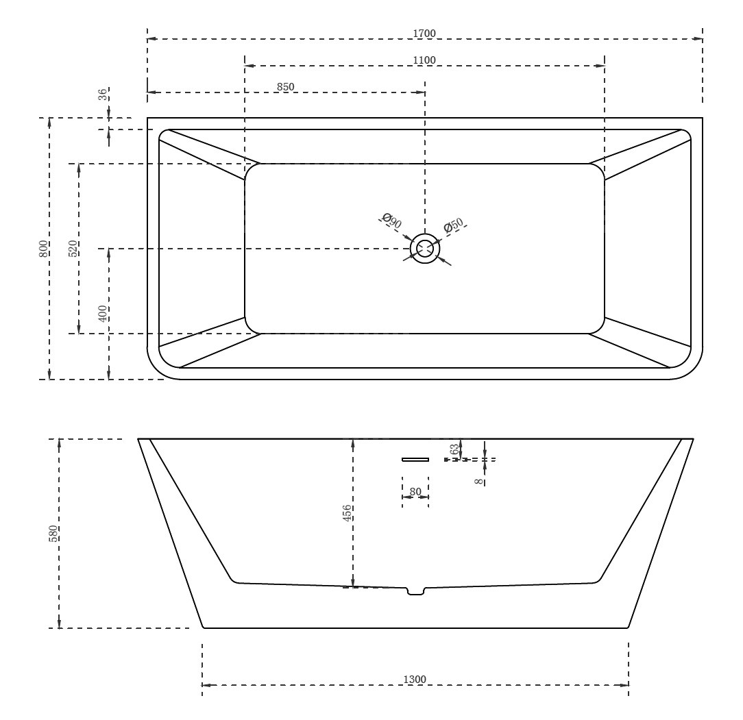 Акриловая отдельностоящая ванна ABBER AB9212-1.7
