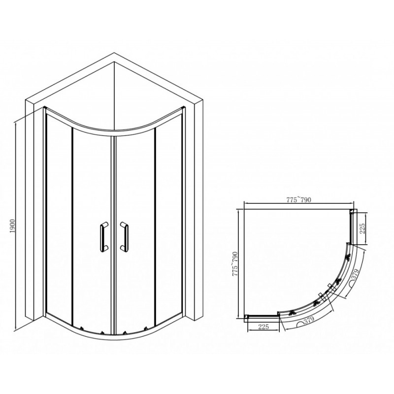 Душевой уголок 80x80х190см Abber AG01080B