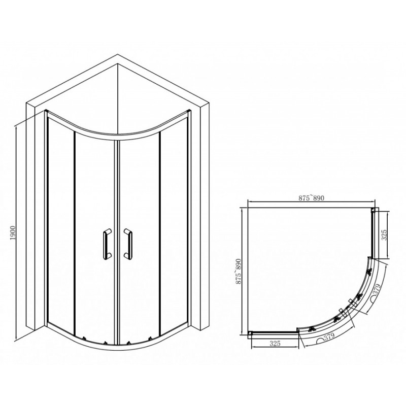 Душевой уголок 90x90х190см Abber AG01090B