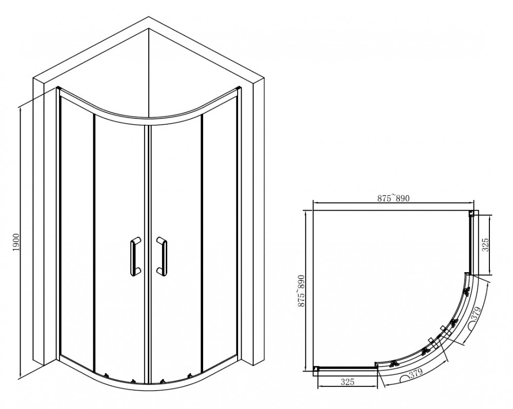 Душевой уголок 90x90х190см Abber AG01090B